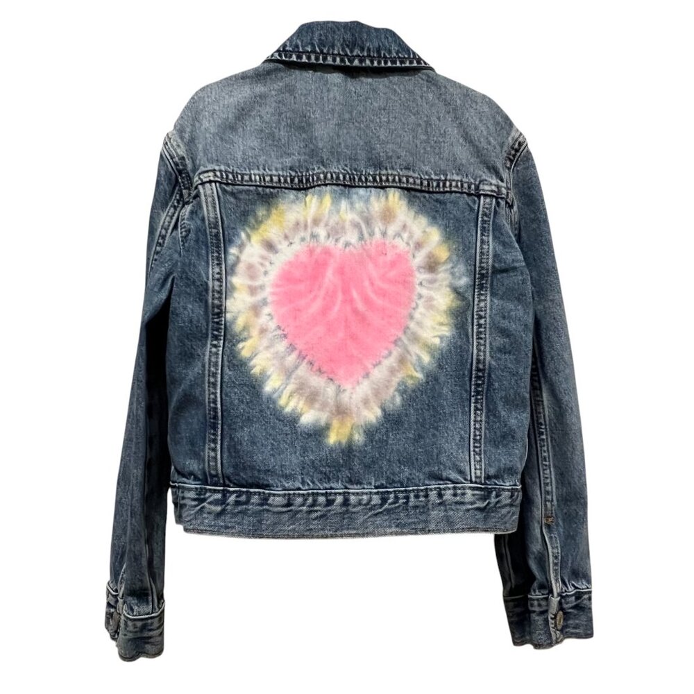 GAP Kids Tie Dye Heart Jean Jacket, Snaps, M, 8-9 yrs